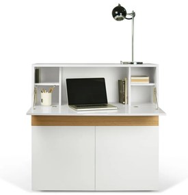 Birou cu dulap Focus White/Oak, 110 x 42 x 109 cm