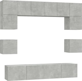 vidaXL Set dulap TV, 8 piese, gri beton, lemn prelucrat
