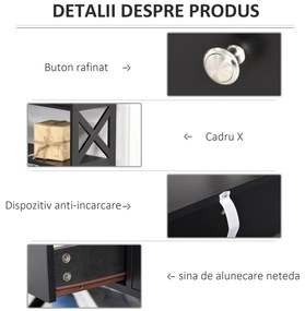 HOMCOM Masa Consola cu 2 Sertare si 2 Rafturi Mobile pentru Intrare si Living 100x30.5x80cm, Neagra