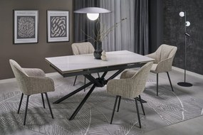 Masa extensibila Vitorino marmura alba/negru L160-220 cm