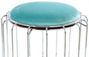 Taburet tapitat/masuta de cafea rotund/a Comfortable 50x50x45 cm albastru deschis