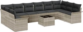 vidaXL Set de canapele pentru grădină 11 pcs Gri deschis Rattan poli