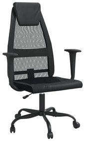 353023 vidaXL Scaun birou reglabil în înălțime negru piele artificială/plasă