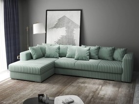 Colțar extensibil dumonde cu ladă de depozitare si sezut confortabil din spuma high-density, Gloria Ambience Mint 320x183 cm