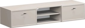 Comodă TV suspendată Lorini 150 cm cu sertare - culoare cașmir / mânere negre tip T-bar