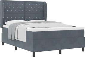 vidaXL Pat cu arcuri cu saltea Gri închis 200 x 140 cm Catifea