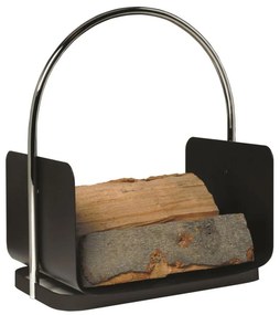 Coș metalic negru pentru lemne 50x41 cm cu mâner