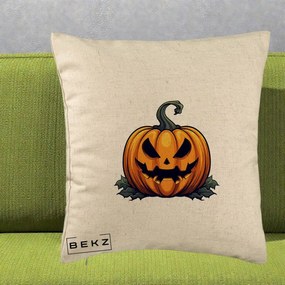 Perna Decorativa Halloween Jack-o'-Lantern Infricosator, 40x40 cm, Bej, Husa Detasabila, Perna Inclusa, BEKZ®