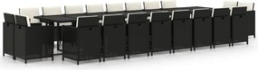 vidaXL Set mobilier de grădină cu perne, 21 piese, negru, poliratan