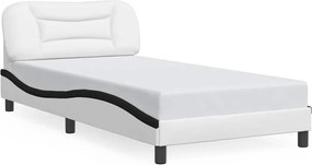 vidaXL Cadru de pat fără saltea Hvar alb și negru 100x200cm piele artificială