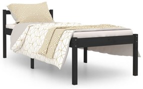 810578 vidaXL Cadru de pat mic single, negru, 75x190 cm, lemn masiv