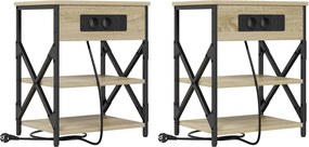 vidaXL Dulap de noapte cu raft 2 pcs Stejar Sonoma 41 x 31 x 51 cm