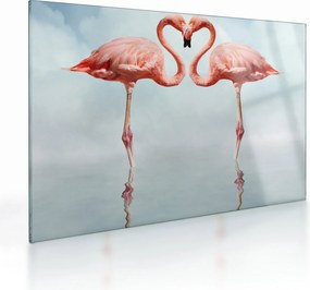 Tablou pe sticlă cu doi flamingo (70x50 cm)