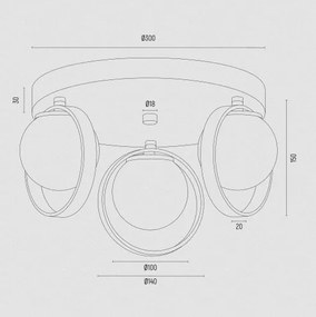 Plafoniera cu 3 spoturi design modern Saturnia auriu
