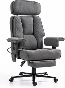 Aerion Comfort — Scaun directorial premium, Suport lombar reglabil cu aer, Tetieră reglabilă, Cotiere reglabile, Reclinare 155°, Suport pentru picioare, Gri