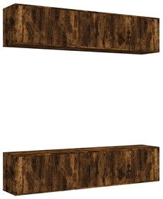 vidaXL Set dulapuri TV, 6 piese, stejar fumuriu, lemn prelucrat