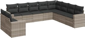 vidaXL Set canapele de grădină cu perne 10 piese gri deschis poliratan