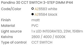 Plafoniera LED CCT, Protectie IP44 PANDINO 30cm alb