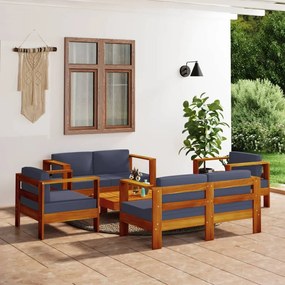 3144980 vidaXL Set mobilier grădină cu perne gri închis, 5 piese, lemn masiv