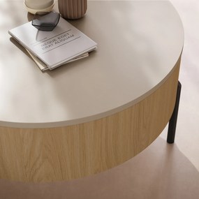 Mazzoni FRIDA Bej (Șampanie) / Stejar Oasis – MĂSUȚĂ DE CAFEA MODERNĂ CU BLAT RABATABIL ȘI SPAȚIU DE DEPOZITARE