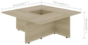 Masuta de cafea, stejar Sonoma, 79,5 x 79,5 x 30 cm, PAL 1, Stejar sonoma