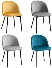 HOMCOM Set de 4 scaune de dining scaun de bucătărie din stil scandinav cu acoperiș din catifea și picioare subțiri de metal, pentru sufragerie, camera de mese, multicolor | Aosom Romania