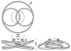 Lustră LED aplicată Globo 67183-40G GLYXAR LED/40W/230V