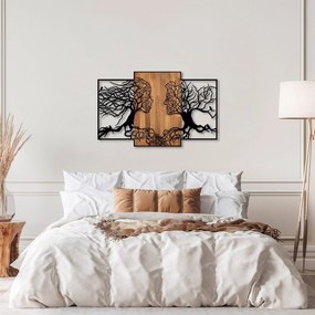 Decoratiune de perete lemn Tree Love - 312, Negru, 3x79x125 cm