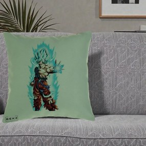 Perna Personalizata Dragon Ball Goku Ultra Instinct Blue, 40x40 cm, Verde, Husa Detasabila, Perna Inclusa, BEKZ®