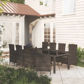 3094855 vidaXL Set mobilier de grădină cu perne, 9 piese, negru, poliratan