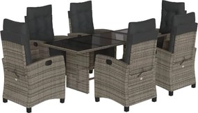 vidaXL Set mobilier de grădină cu perne, 7 piese, gri, poliratan