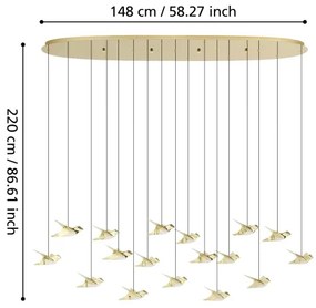 Lustră LED dimabilă pe cablu Eglo 390399 PARATEBUENO 17xLED/3W/230V auriu
