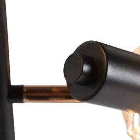 Lampă de podea neagră cu cupru cu 3 lumini - Mesh