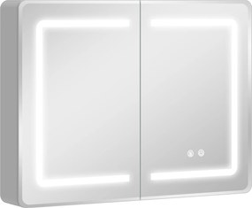 HOMCOM Dulap cu oglindă pentru baie cu iluminare LED, 60 x 80 cm, antiaburire, dimabil în 3 trepte | Aosom Romania