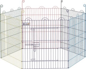 Gard pentru Caini cu 6 Panouri cu Inchidere cu Zavor, Gard pentru Caini Talie Medie din Metal, Ø120x60 cm, Multicolor PawHut | Aosom Romania