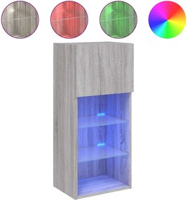 vidaXL Comodă TV cu lumini LED, gri sonoma, 40,5x30x90 cm