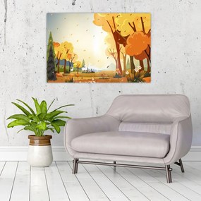 Tablou - Peisaj de toamnă, ilustrație (90x60 cm)