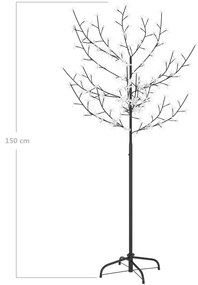 Pom Craciun, 120 LED-uri alb rece, flori de cires, 150 cm 1, Alb rece, 150 cm