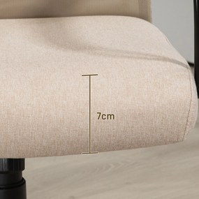 HOMCOM Scaun de Birou Ergonomic Rotativ cu Reclinare, Înălțime Reglabilă și Roți, 58x61x115-125 cm, Bej | Aosom Romania