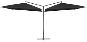 Umbrela de soare dubla, stalp din otel, negru, 250 x 250 cm Negru