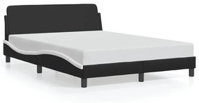 373163 vidaXL Cadru de pat cu tăblie, negru/alb, 120x200 cm, piele ecologică
