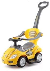 Masinuta copii si bebe FUNNY™ Sport Car, cu melodii, maner de impins pentru parinti, bara de protectie, design modern, Galben