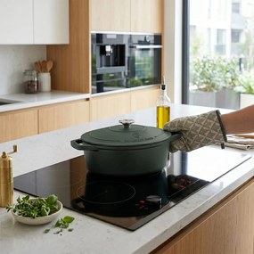 Oală roaster Berlinger Haus BH 8968, fontă emailată cu capac, 32 cm, verde mat