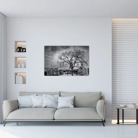 Tablou cu sat alb negru (90x60 cm)