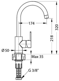 Baterie de chiuvetă ALVEUS 1129052 TONIA 34 cm negru