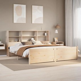 vidaXL Pat cu bibliotecă fără saltea, 180x200 cm, lemn masiv de pin