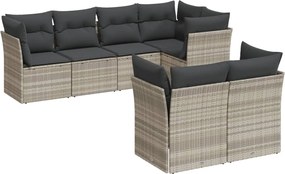 vidaXL Set canapele de grădină cu perne, 7piese gri deschis poliratan