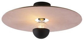 Plafoniera neagra cu abajur plat roz 45 cm - Combi