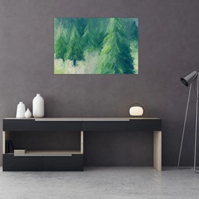 Tablou - Conifere pictate (90x60 cm)