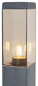 Lampă de exterior gri închis cu sticlă fumurie 80cm IP44 cu priză și senzor de mișcare - Malios